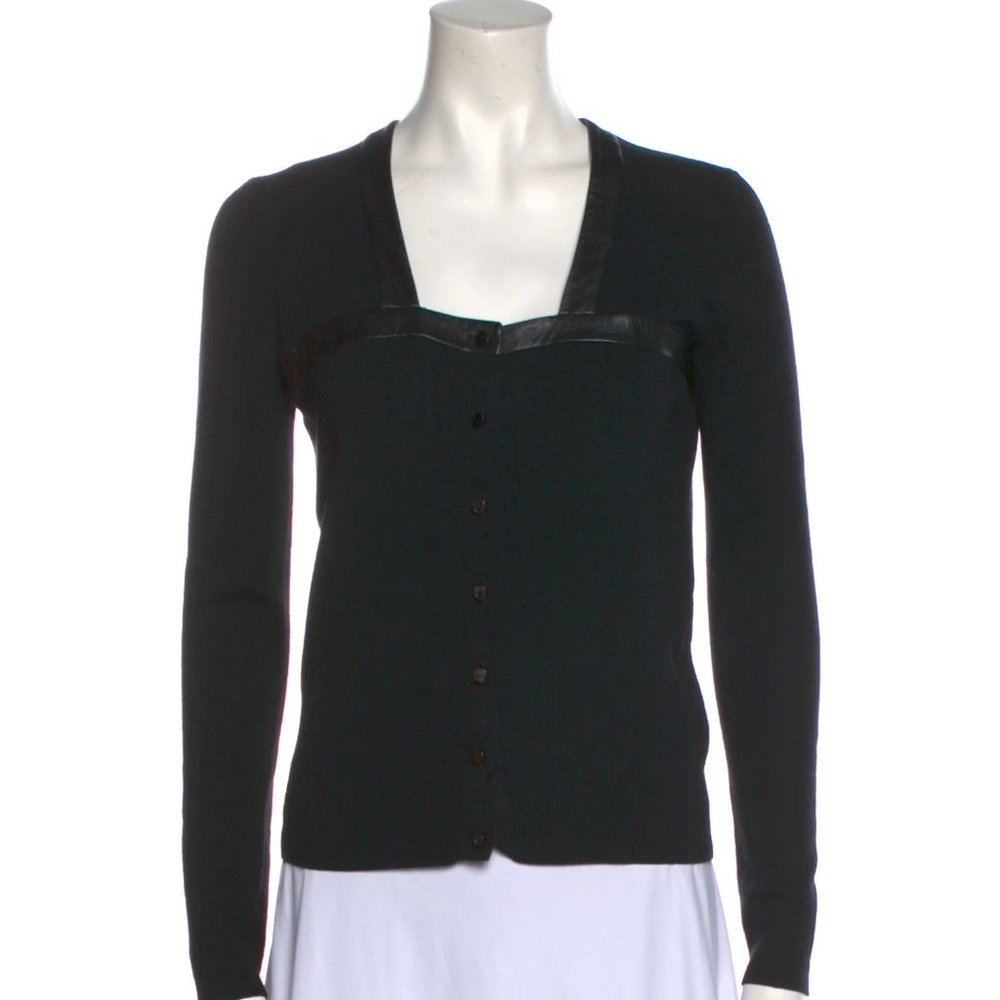 Balenciaga Cardigan Black square neck Nicolas Ghesquière buttons